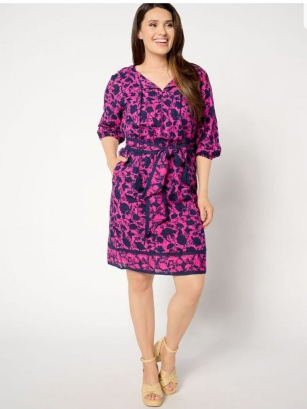 QVC Studio Park x Amy Stran Midi Dress with Tie Waist